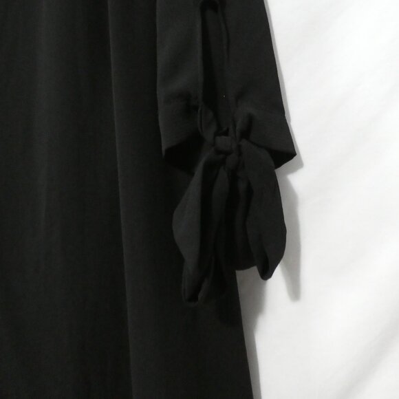 CHICSOUL | 2XL - 2X | Made In The USA | Elegant Sheer Black Dress | Tied Sleeves - Picture 6 of 16